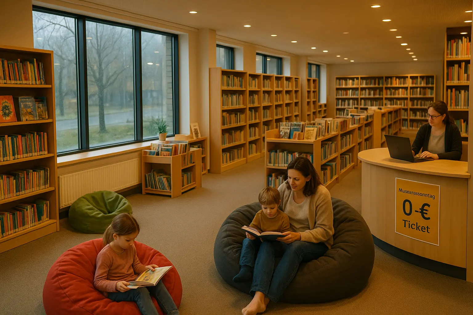 Bibliothek bei Regen – Lese- & Spielecke